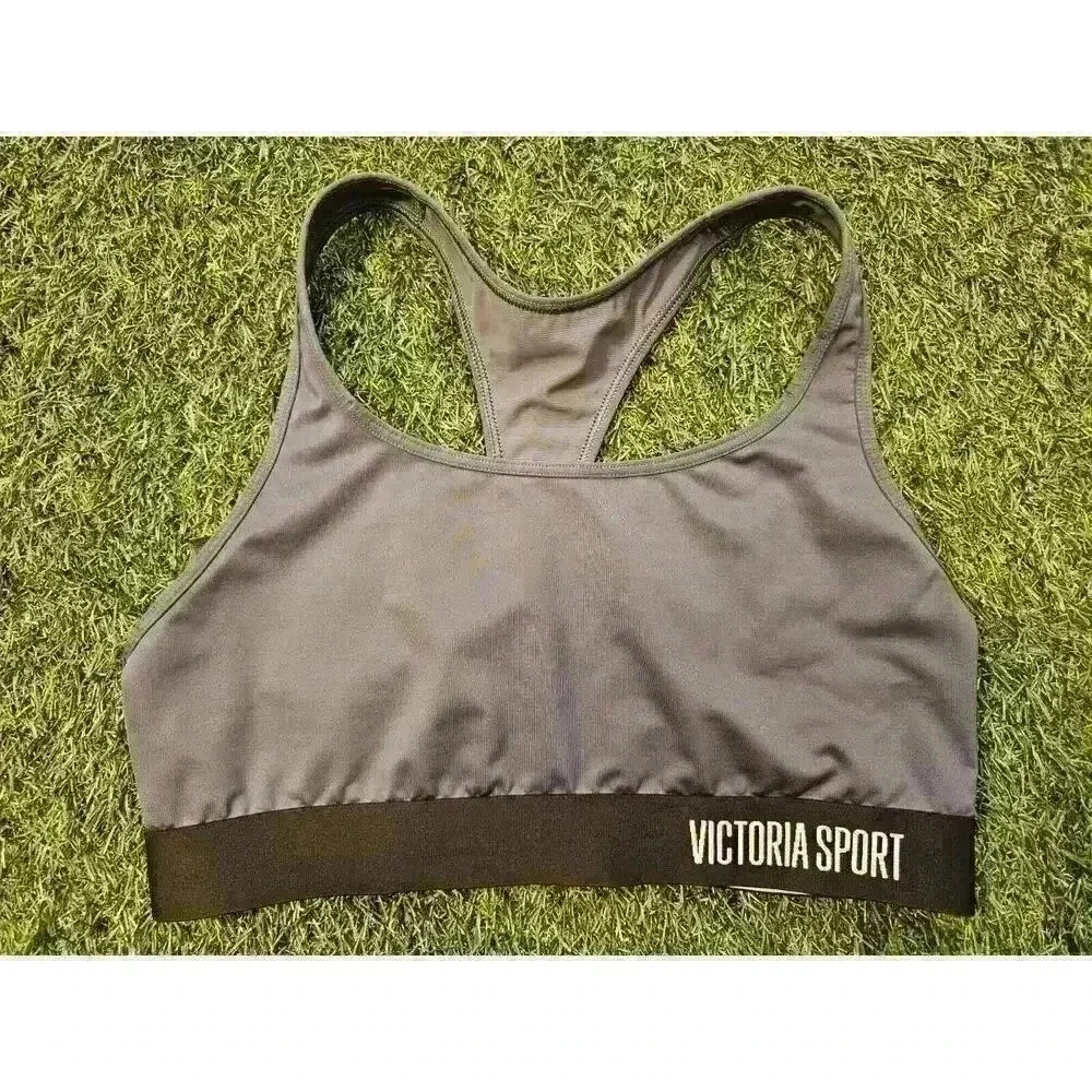 Womens VICTORIA SPORT sports bra sz Large Gray Black